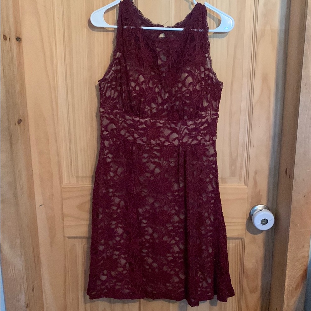 Elegant Burgundy Lace Dress